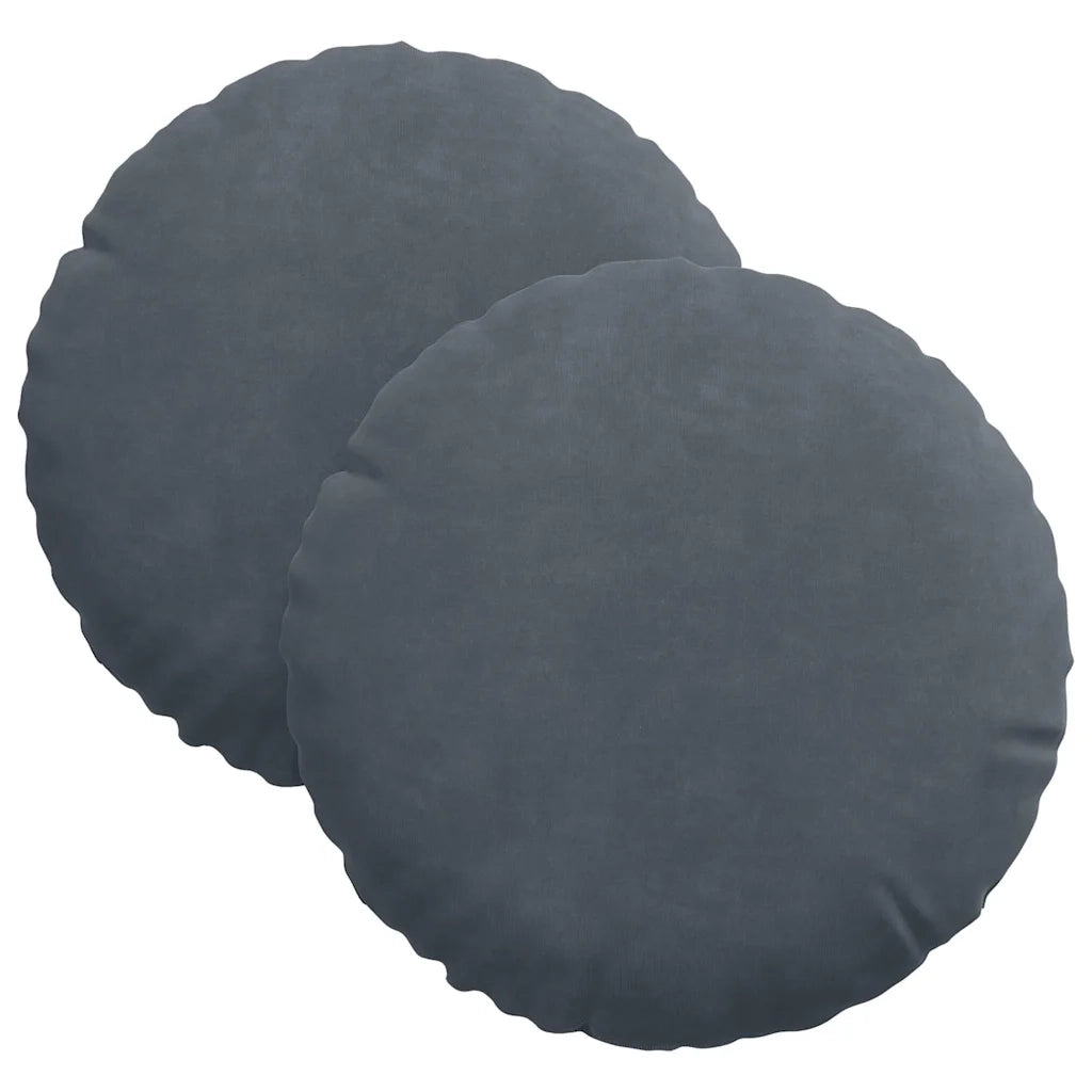 Cuscini per Seduta 2 pcs Grigio scuro Ø30 x 13 cm Velluto
