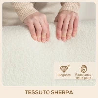 Poltrona da Salotto in Tessuto Sherpa con Braccioli e Gambe in Legno Stile Nordico, Crema