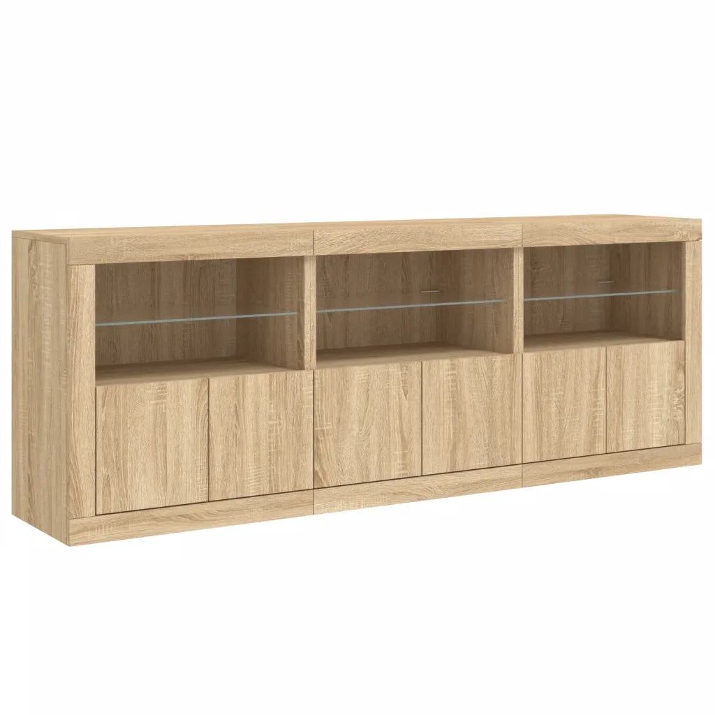 Credenza | Madia | Buffet da pranzo | Armadio da pranzo con Luci LED Rovere Sonoma 181,5x37x67 cm