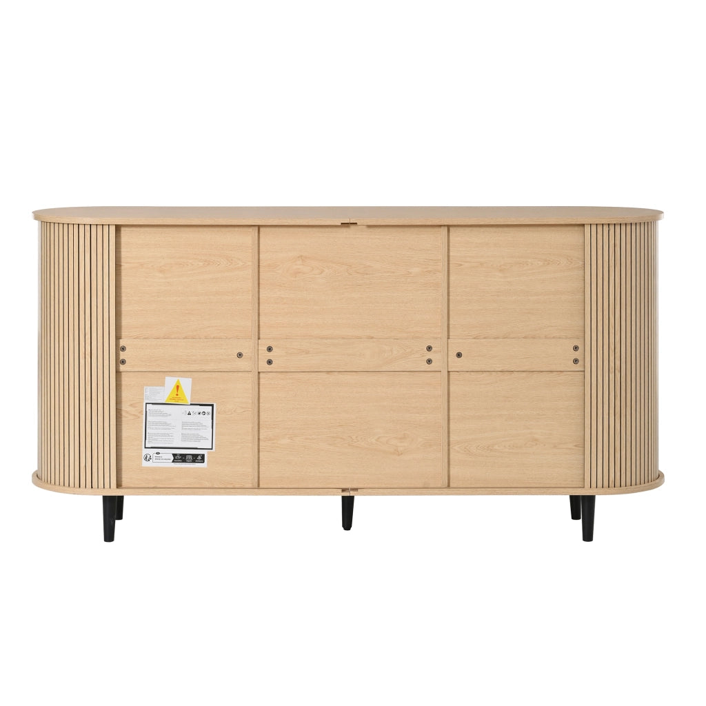 Credenza con 3 cassetti centrali e ante scorrevoli laterali ripiani regolabili in MDF naturale 160 × 40 × 80,5 cm