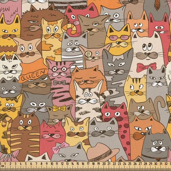 Tessuto per gatti per metro, strip figure psichedeliche, rivestimento di alta qualità per accessori per la casa, 10 m (148 x 1000 cm), bruno scuro grigiastro