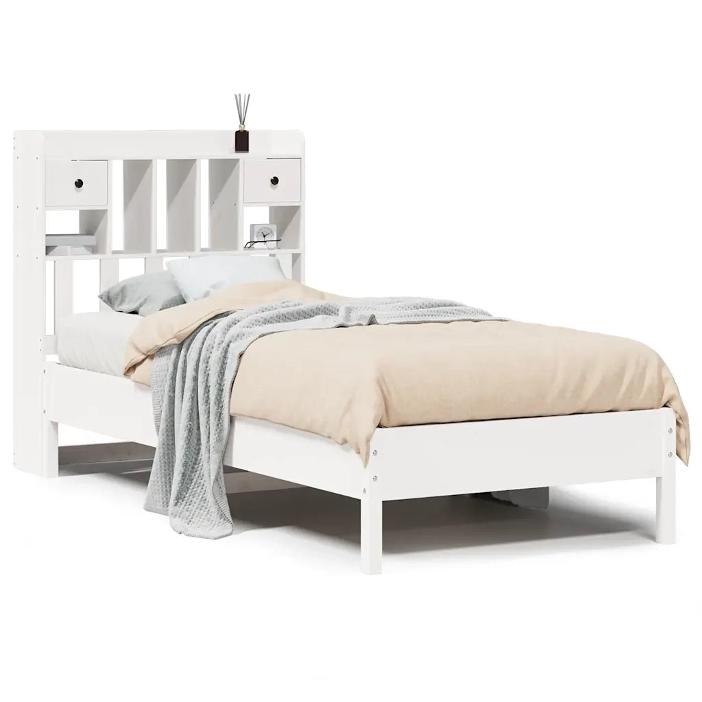 Letto con Libreria senza Materasso 75x190 cm in Legno Pino