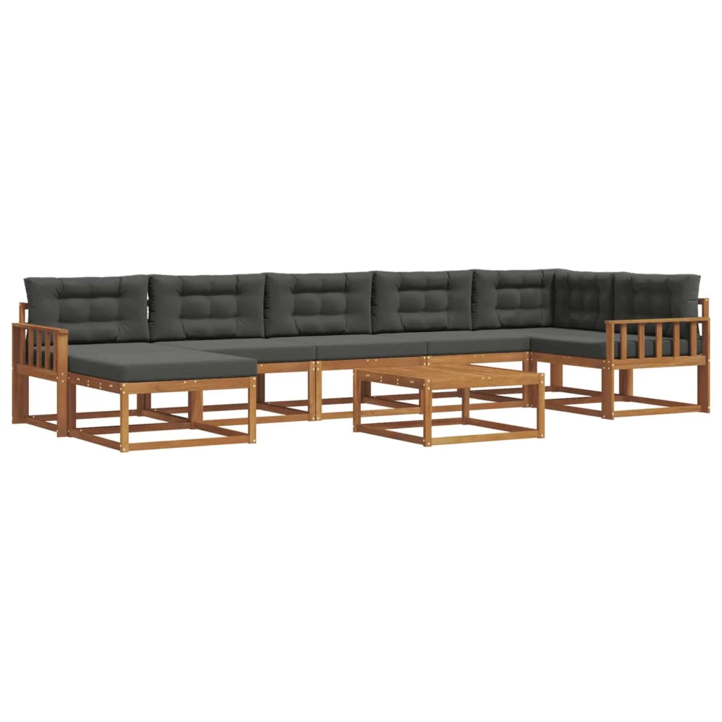 Set di divani da esterno con cuscino 8 pcs Naturale e Antracite