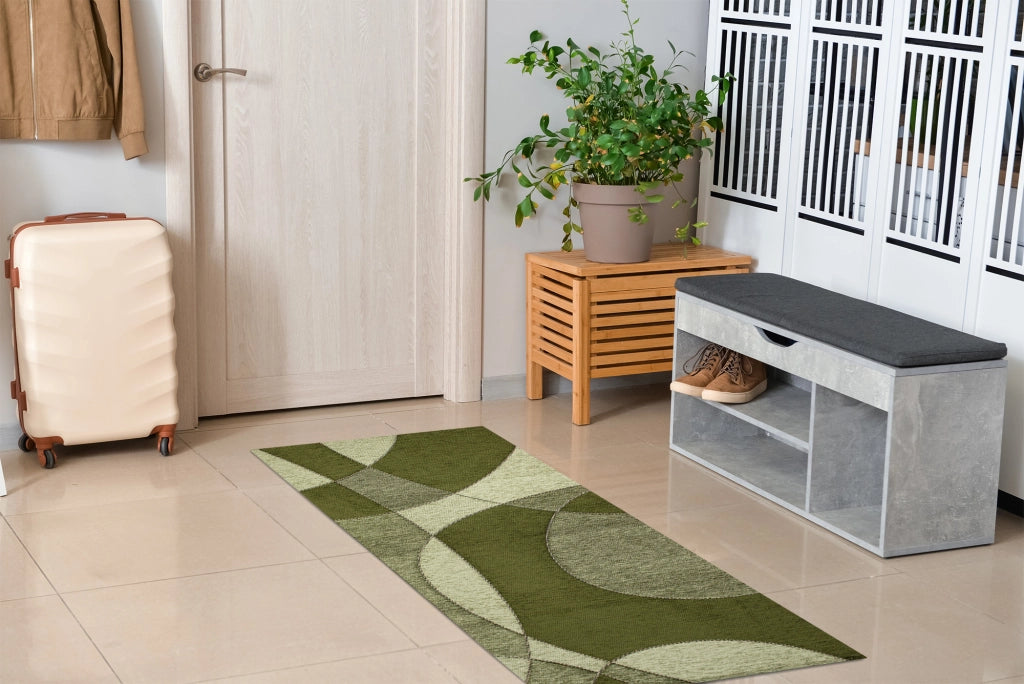 Tappeto Arredo Moderno Morbido in Ciniglia Ingresso Antiscivolo Prodotto Italiano  Soggiorno Camera Salotto Disegni Piazzati Cotone Varie Misure Grande Hills/Foresta - 65x220 cm