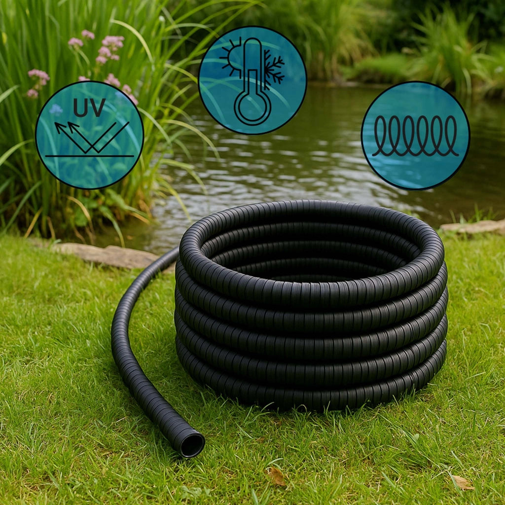 Tubo per laghetti a spirale spiralato per aspirazione 50 m 19 mm (3/4") nero