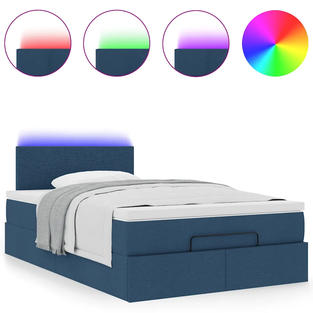 vidaXL Pouf Letto con Materasso e LED Blu 120x190cm in Tessuto