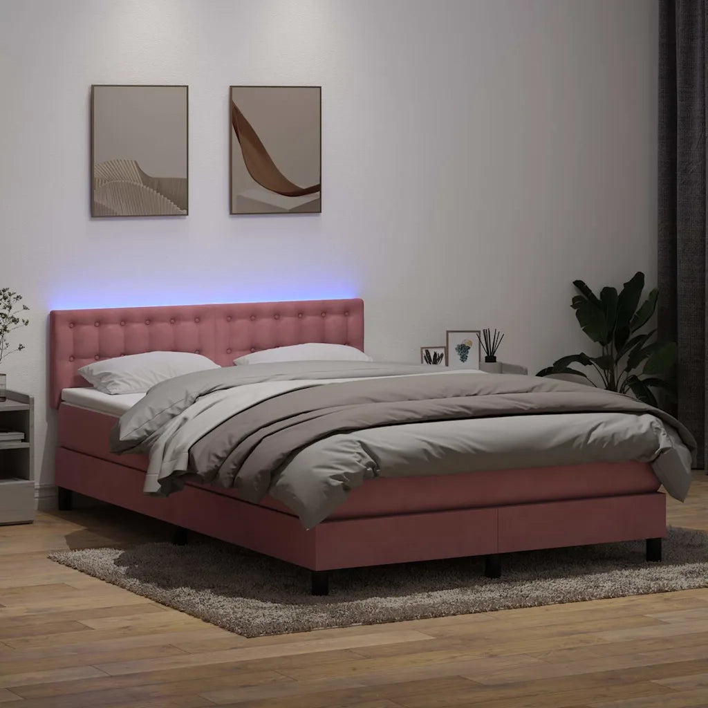 Giroletto a Molle con Materasso Rosa 140x210 cm in Velluto