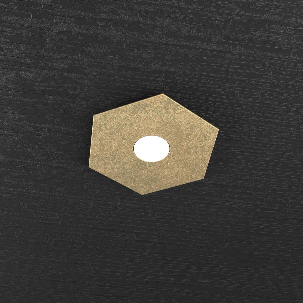 HEXAGON APPLIQUE-PLAFONIERA 1 LUCE FOGLIA ORO 1142-1L-FO