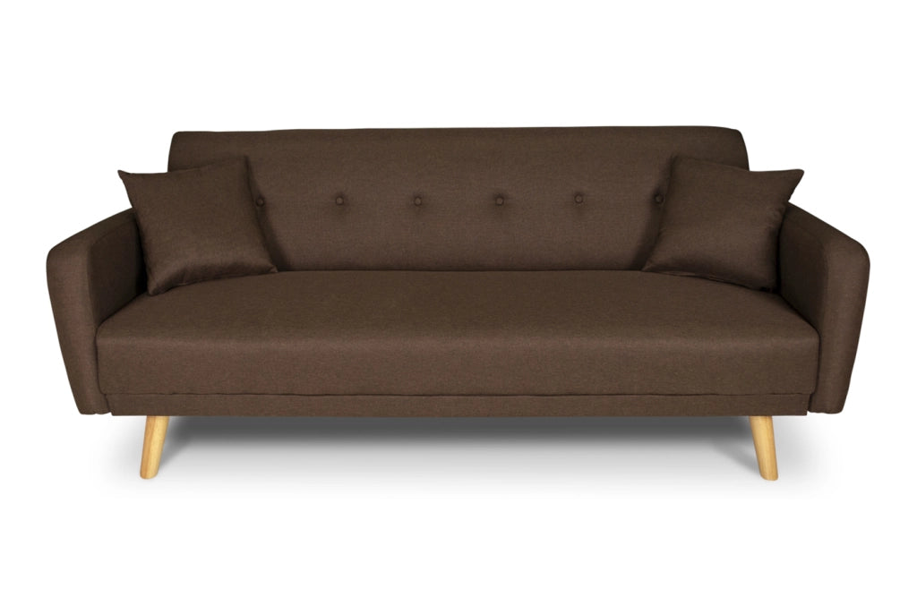 Divano letto clic clac in tessuto marrone, divano 3 posti - Henry - DL-HE09FBC