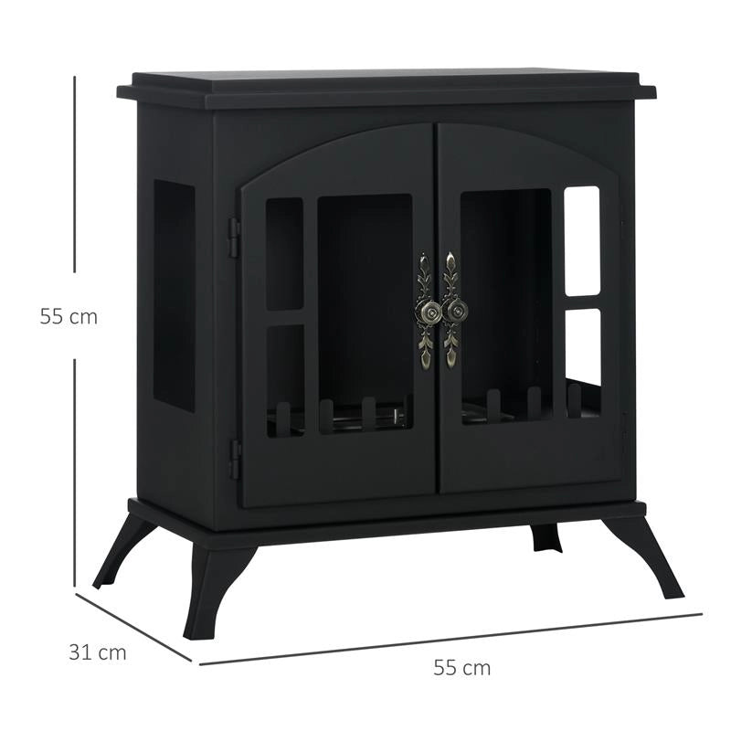 CAMINO A BIOETANOLO IN ACCIAIO INOX CON BRUCIATORE DA 0.9L PER 3 ORE DI DURATA 55X31X55CM NERO
