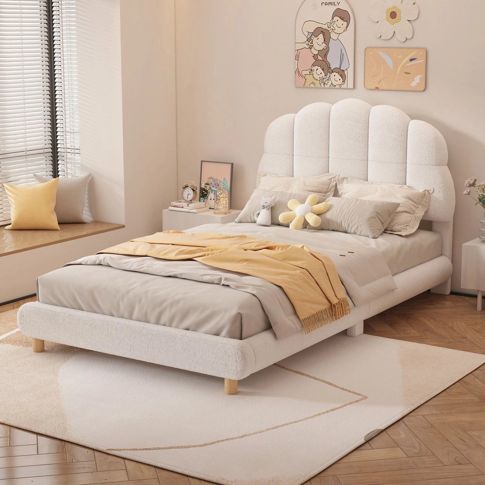Letto Singolo Bambini con Testiera Imbottita ¨C MINIMAL ¨C Bianco 90x200