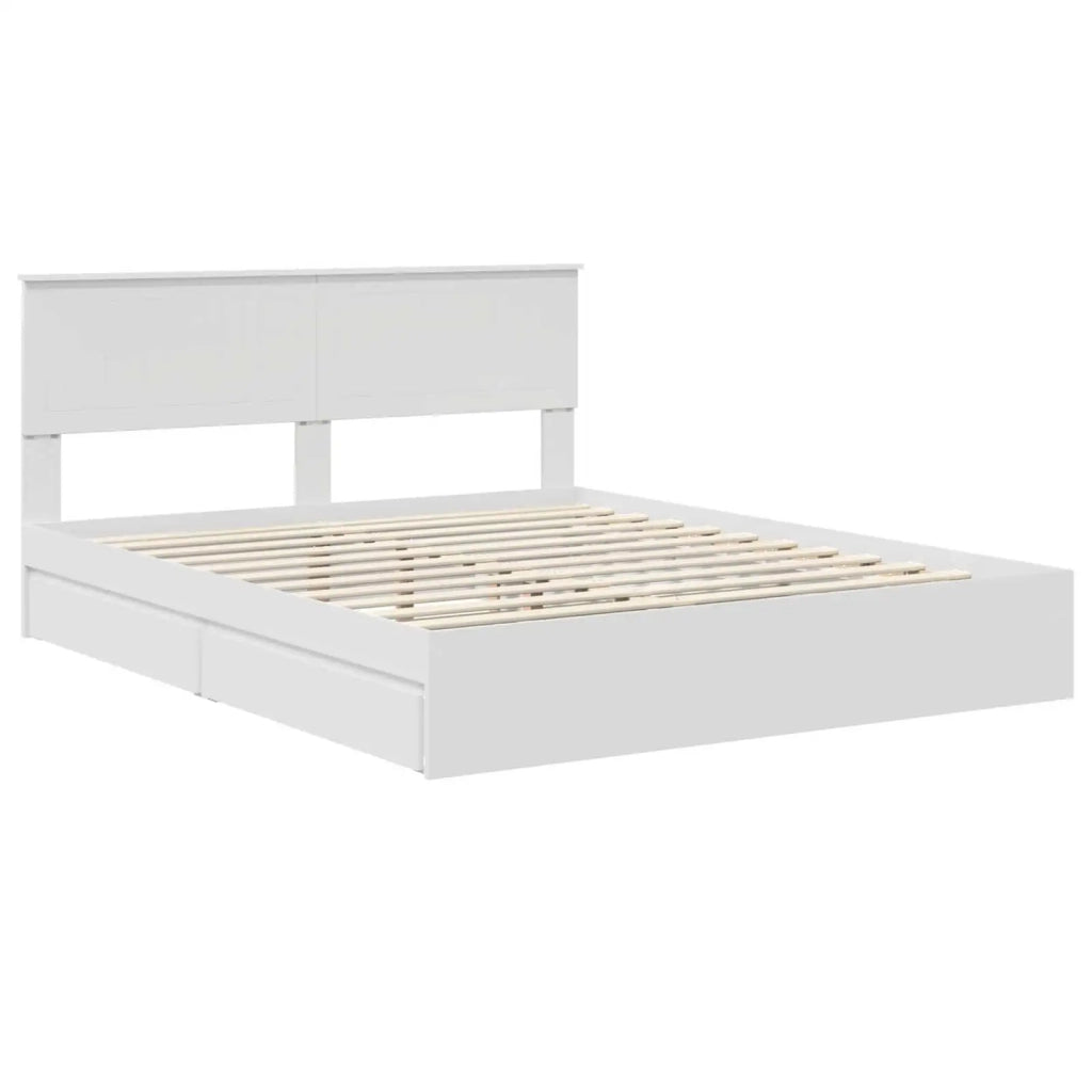 Letto con Contenitore Bianco 160 x 200 cm Legno multistrato