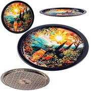 Vassoio decorativo rotondo in metallo KADAX, grande vassoio da cocktail da 32,5 cm
