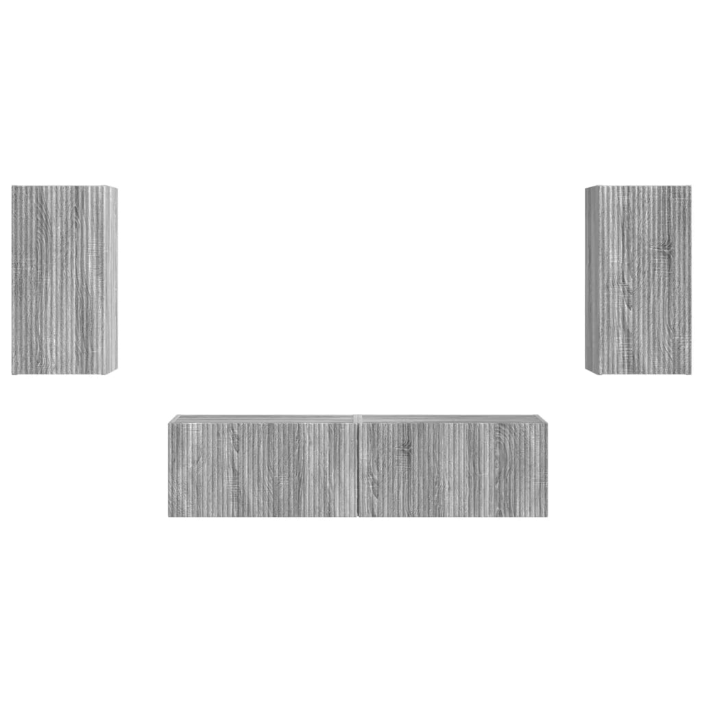 Set mobile TV 4 pz-Credenza per TV Grigio Sonoma Legno multistrato 478436