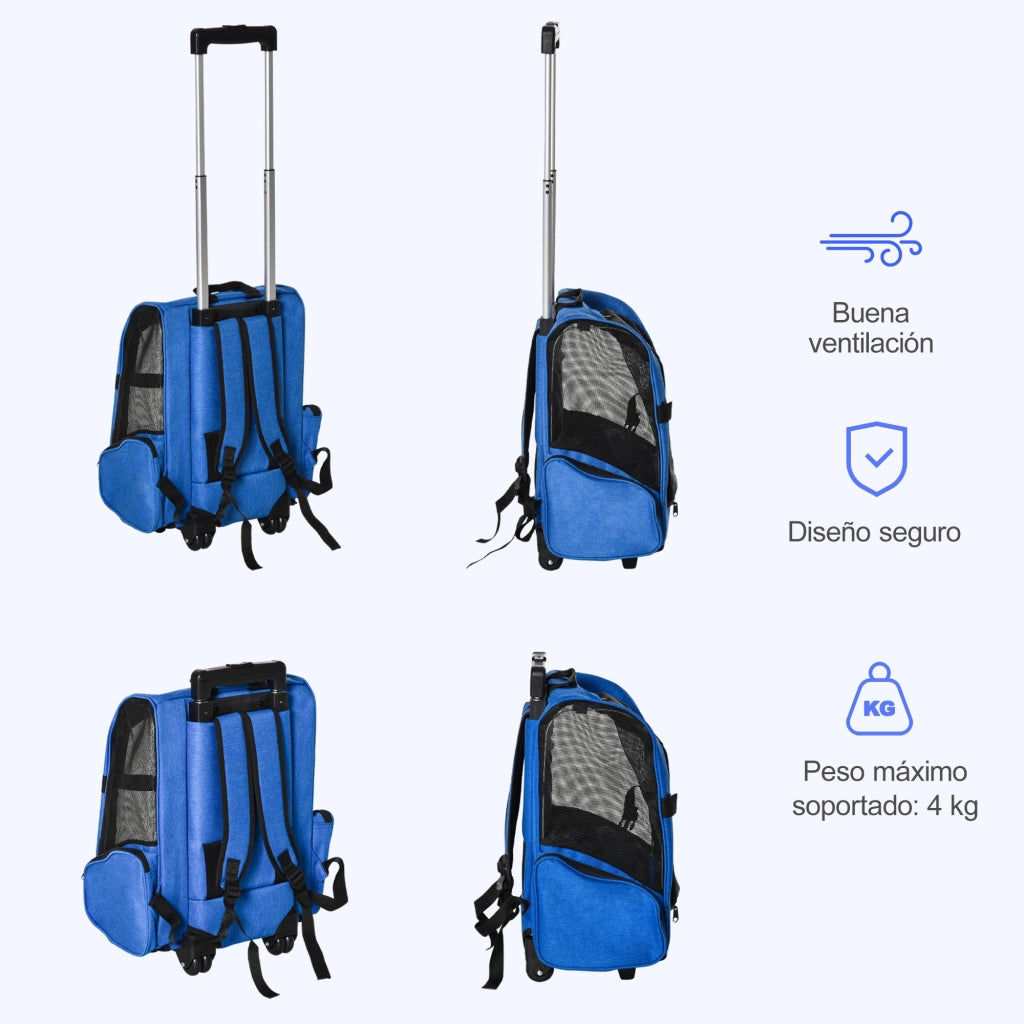 Carrello Trasportino per Animali Domestici 2 in 1 ¨C zephmum ¨C Blu 42x25x55 cm