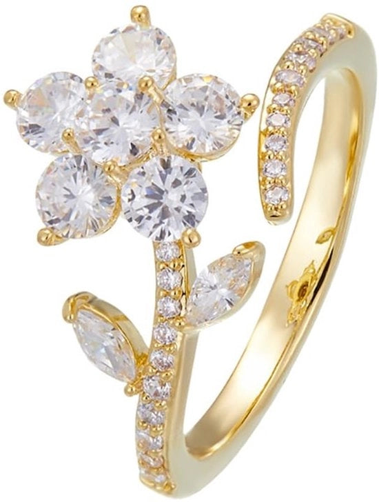 Anello con Spinello di Fiori in Cristallo CZ - Materiali Ipersensibili - Gioielli Decorativi - Ideale Regalo - Adatto per Eventi Speciali