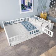 Letto bambino-Xylo-140x200 cm-legno, contenitore aperto, ripiani, struttura apribile, bianco