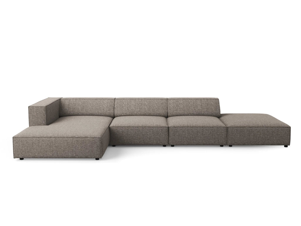 Cosmopolitan Design - Divano angolare sinistro "Arendal" 5 posti in ciniglia grigio 