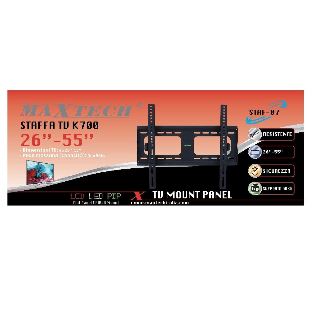Trade Shop - Staffa Televisione Supporto Tv Muro 26" - 55" Appendi Fino 50kg Maxtech Staf-07 -
