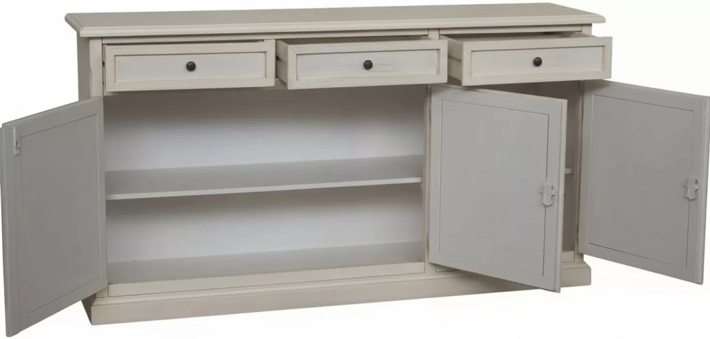 Madia credenza 3 porte avorio anticato legno shabby decorata 156x42x85 - Mobili 2G