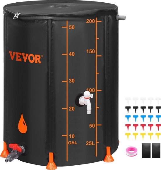 Serbatoio d'acqua - 379L - Ripiegabile - Materiale PVC 1000D - con Valvola di scarico e Rubinetto - per uso Esterno
