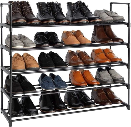Pannelli per scarpe in metallo a 5 livelli, organizzatore a torre per scarpe stivale, ripiano multifunzionale per soggiorno o ingresso