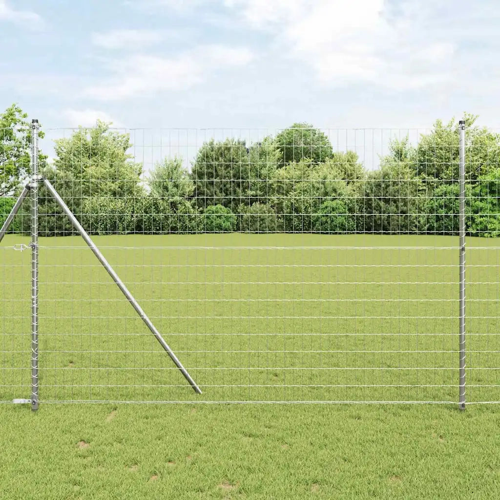 Recinzione da Giardino | Recinzione con Posto Argento 1,6 x 10 m Acciaio e PVC