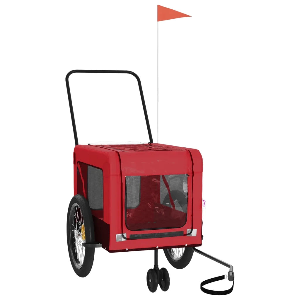 Rimorchio da Bici per Animali Rosso e Nero Oxford e Ferro 93943