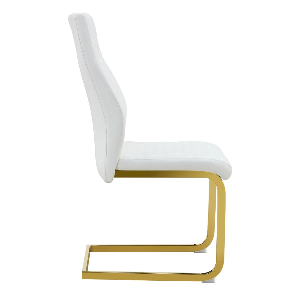 Sedie da Pranzo Set 2 Pezzi ¨C MINIMAL ¨C Velluto Bianco, Schienale Alto, Gambe in Metallo Oro