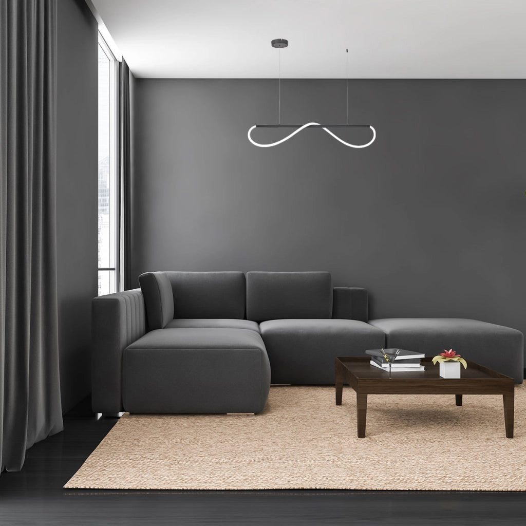 Lampada sospensione lineare 100cm nera LED 24W 4000K