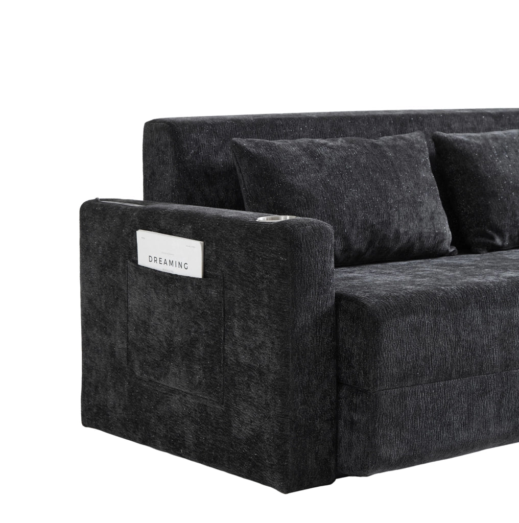 Divano letto 2 in 1 in ciniglia con funzioni integrate