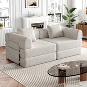 Divano letto singolo 2 in 1 con vano bracciolo in chenille khaki