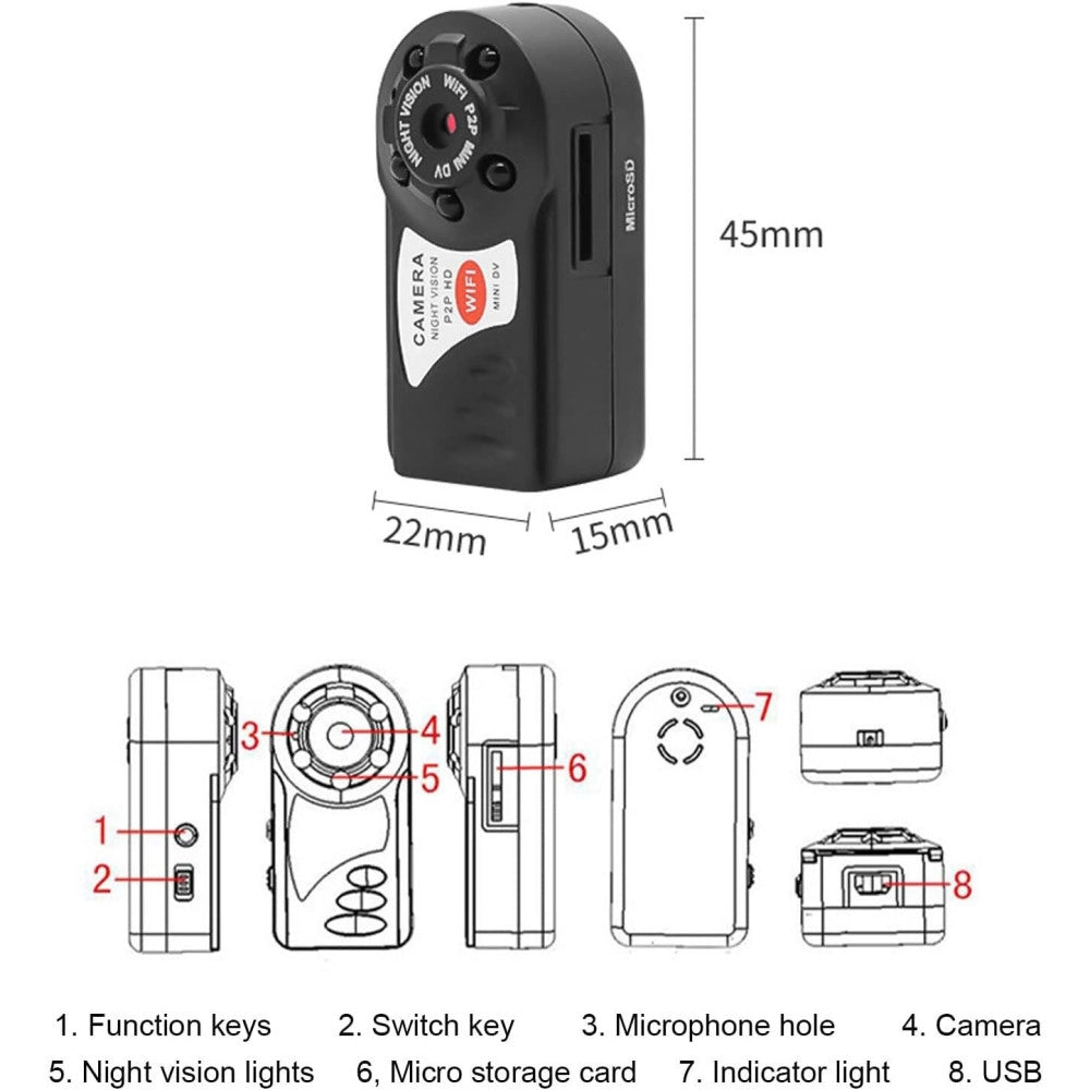 Trade Shop - Spy Cam Q7 Hd Wifi Spia Microspia Microcamera Mini Dv Usb Foto Video Android Ios -
