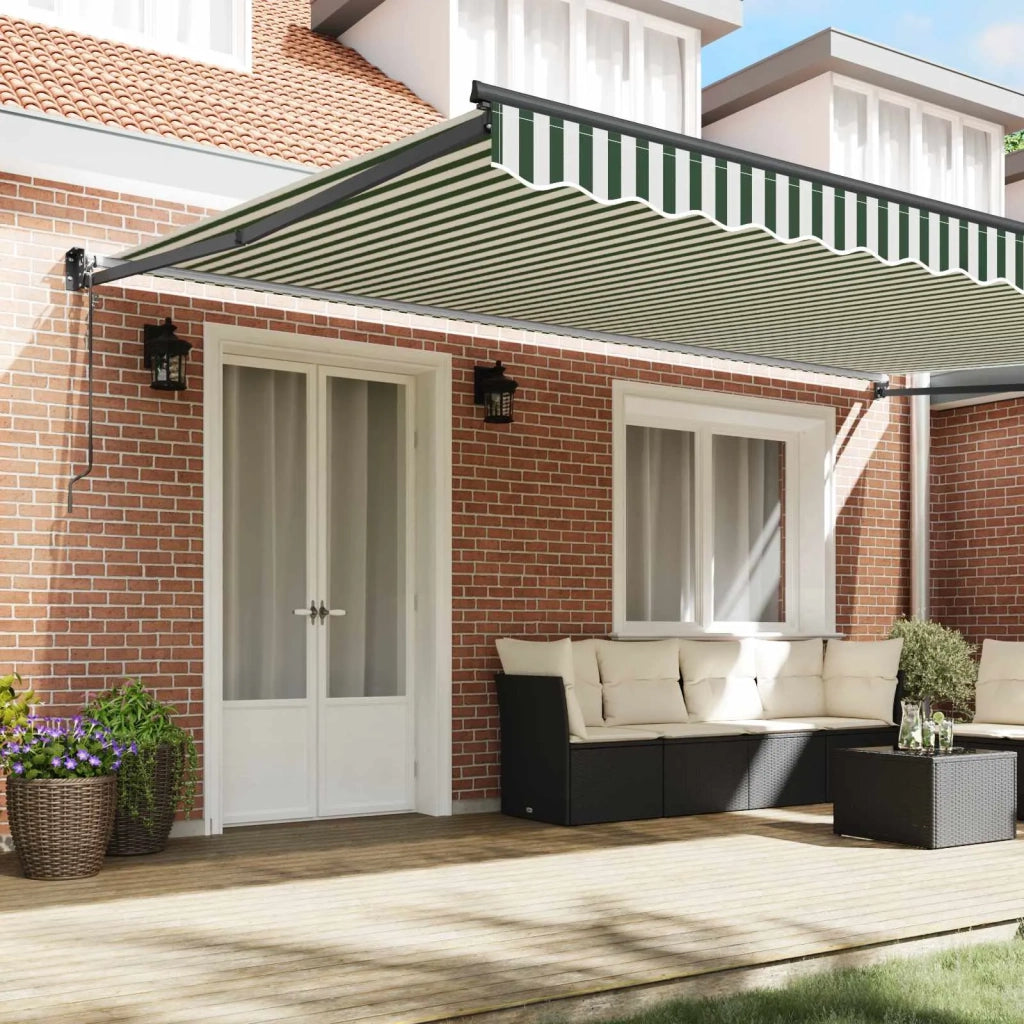 Tenda Retrattile Verde e Bianco 500 × 300 cm 3331470