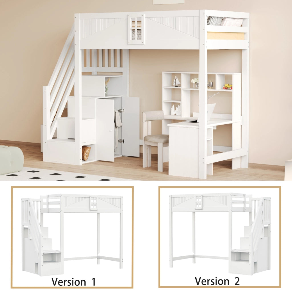 Letto a castello in legno bianco con funzione contenitiva 90x200 cm