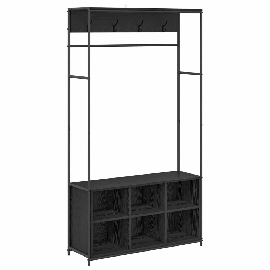 Appendiabiti con panca per scarpe Rovere Nero 8012032