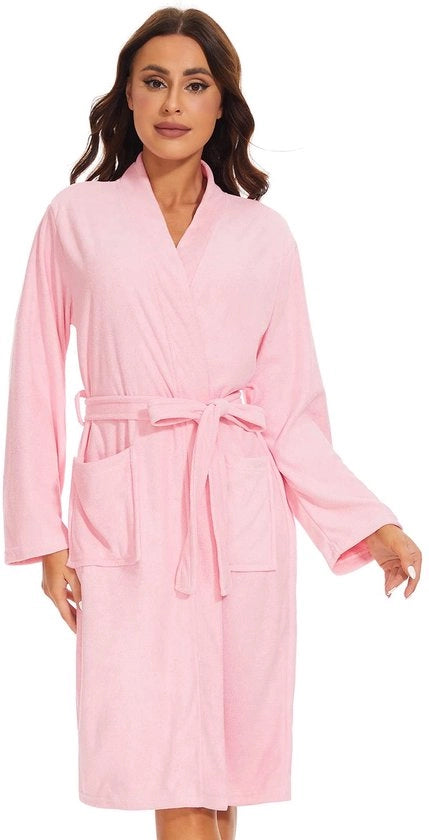 Camicia da bagno per donna morbida, tessuto di microfibra, leggera, per sauna, donna, colore rosa.
