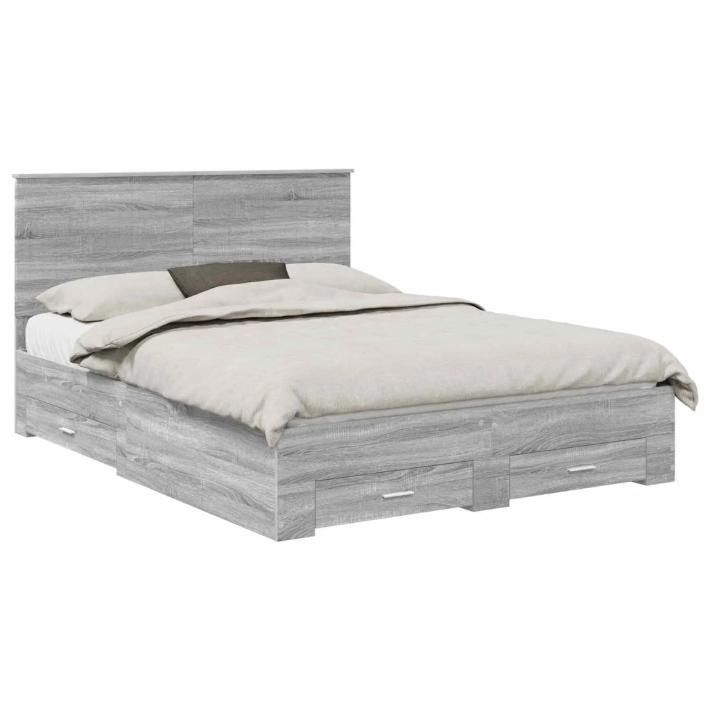 Struttura del letto con testiera Grigio Sonoma 150 x 200 cm