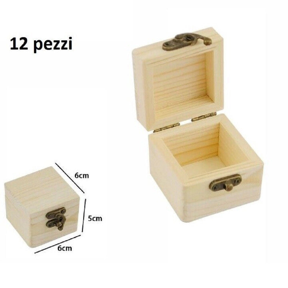 Trade Shop - Set 12 Scatoline In Legno Portagioie Scatola Cofanetto Quadrate 74001a Ly-613279 -