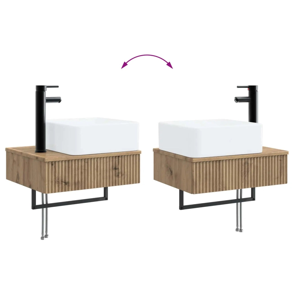 Set di mobili per il bagno 2 pz Rovere Artigianale 3406112