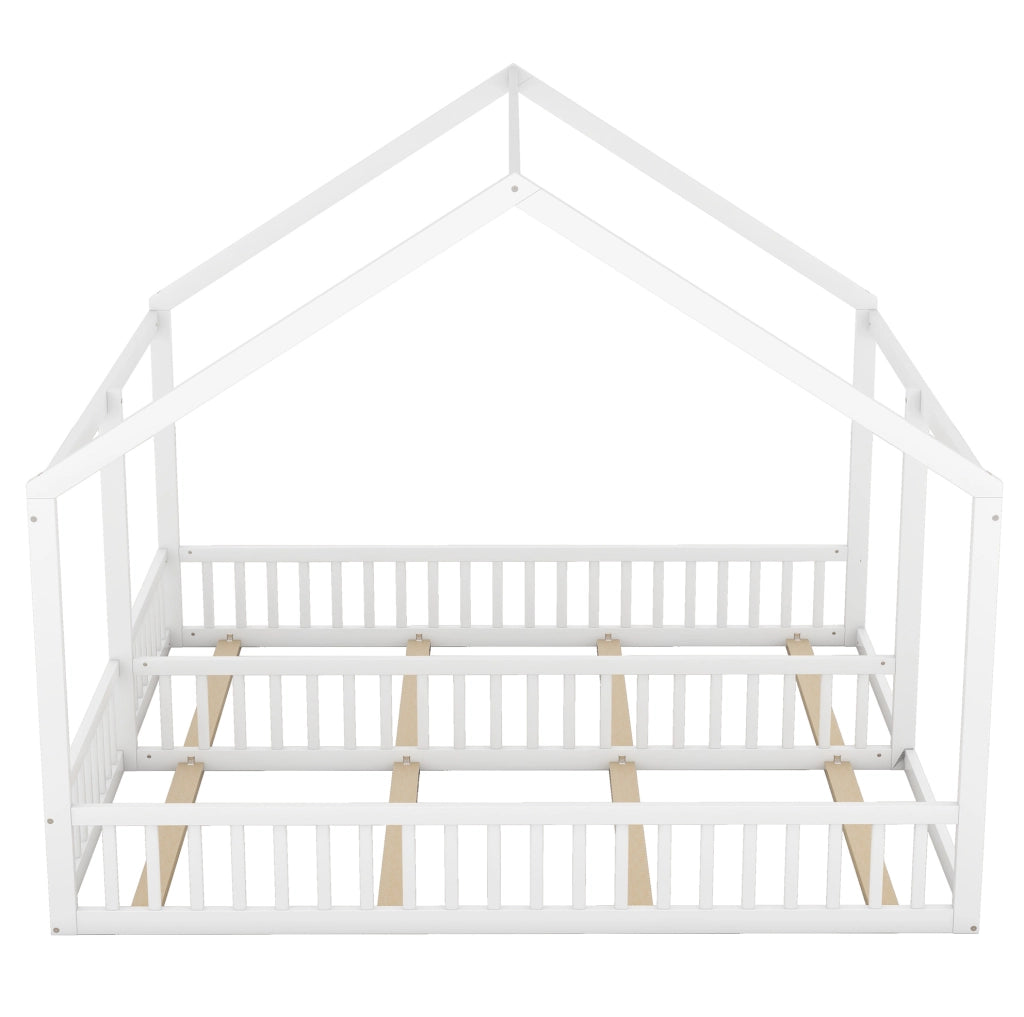 Letto per bambini 2 in 1 a casetta 90x200 cm bianco