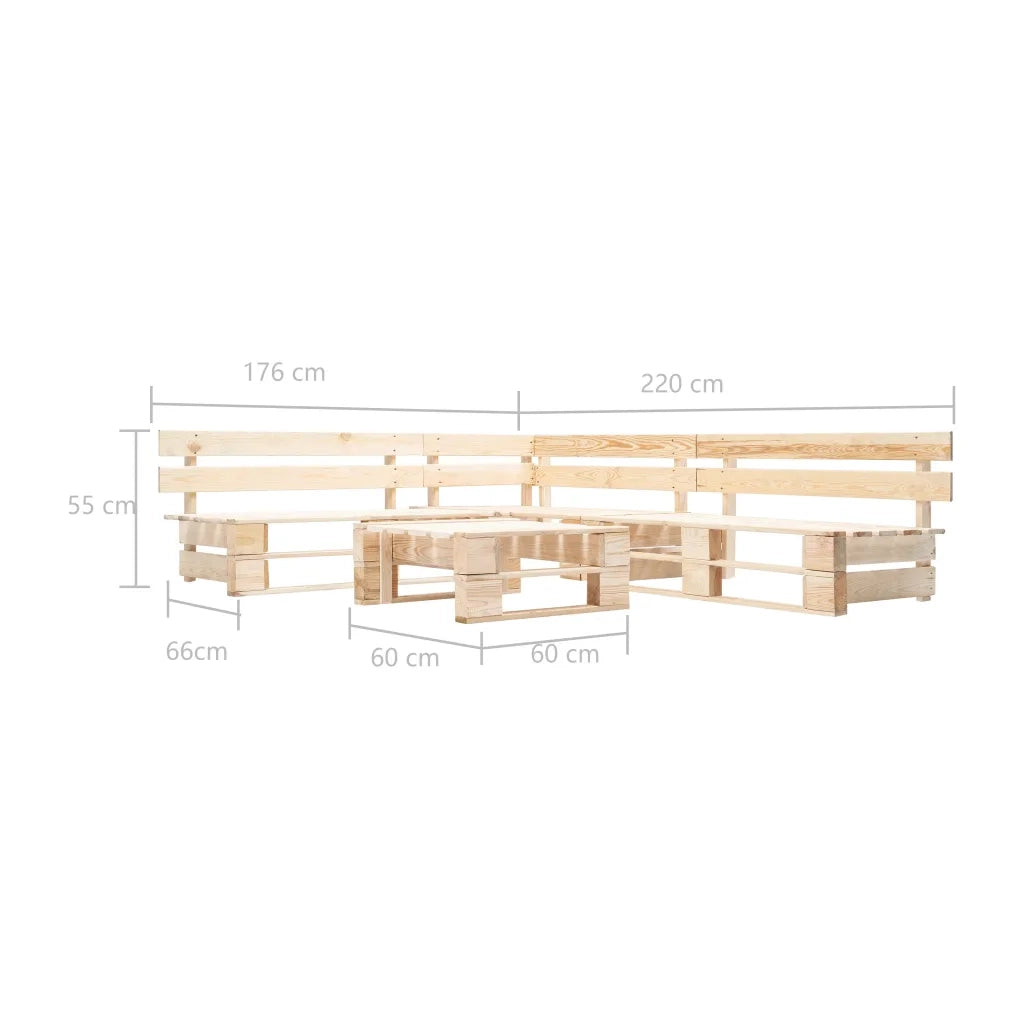 Set Divani da Giardino con Pallet 4 pz Naturale in Legno 277486