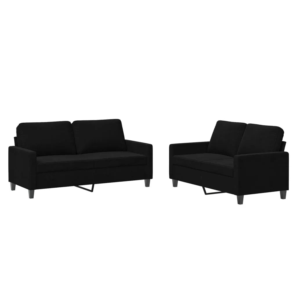 Set di Divani 2 pz con Cuscini Nero in Velluto 3201501