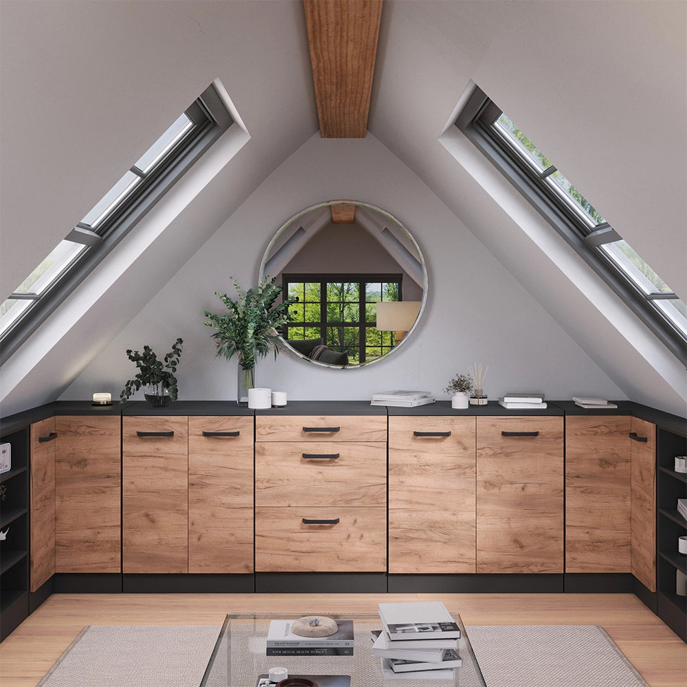 Mobile per mansarda Rion Rovere dorato/Antracite 60 x 83.8 cm senza inclinazione con 2 ante Vicco