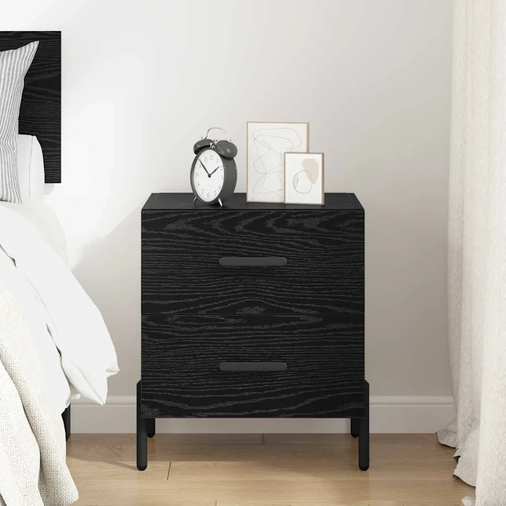 Comodino | Armadio da Notte | Mobiletto da notte con cassetto Rovere Nero 40 x 35 x 47,5 cm