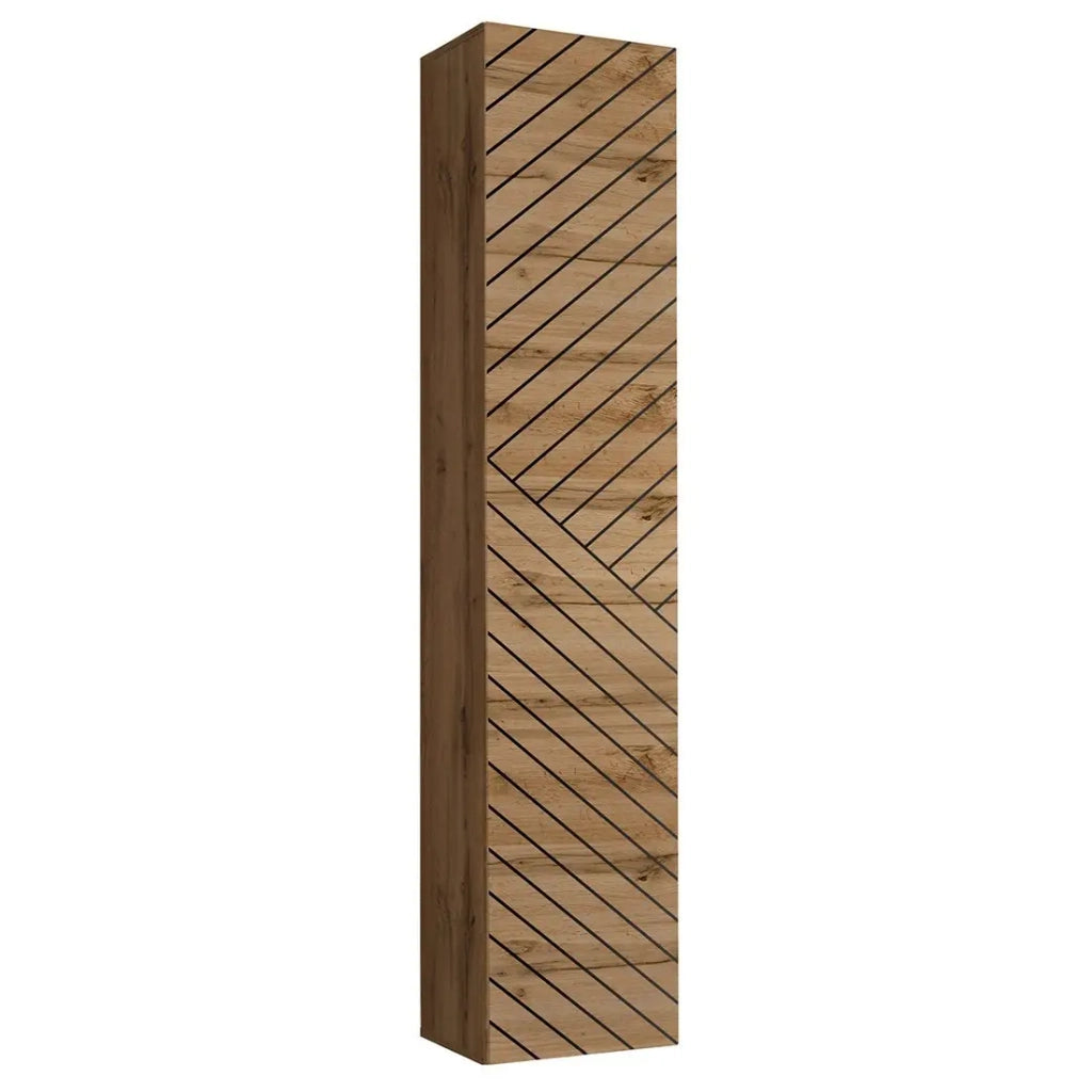 Set di mobili da soggiorno design SWITCH VI. Colore quercia Wotan con finitura frontale fresata.