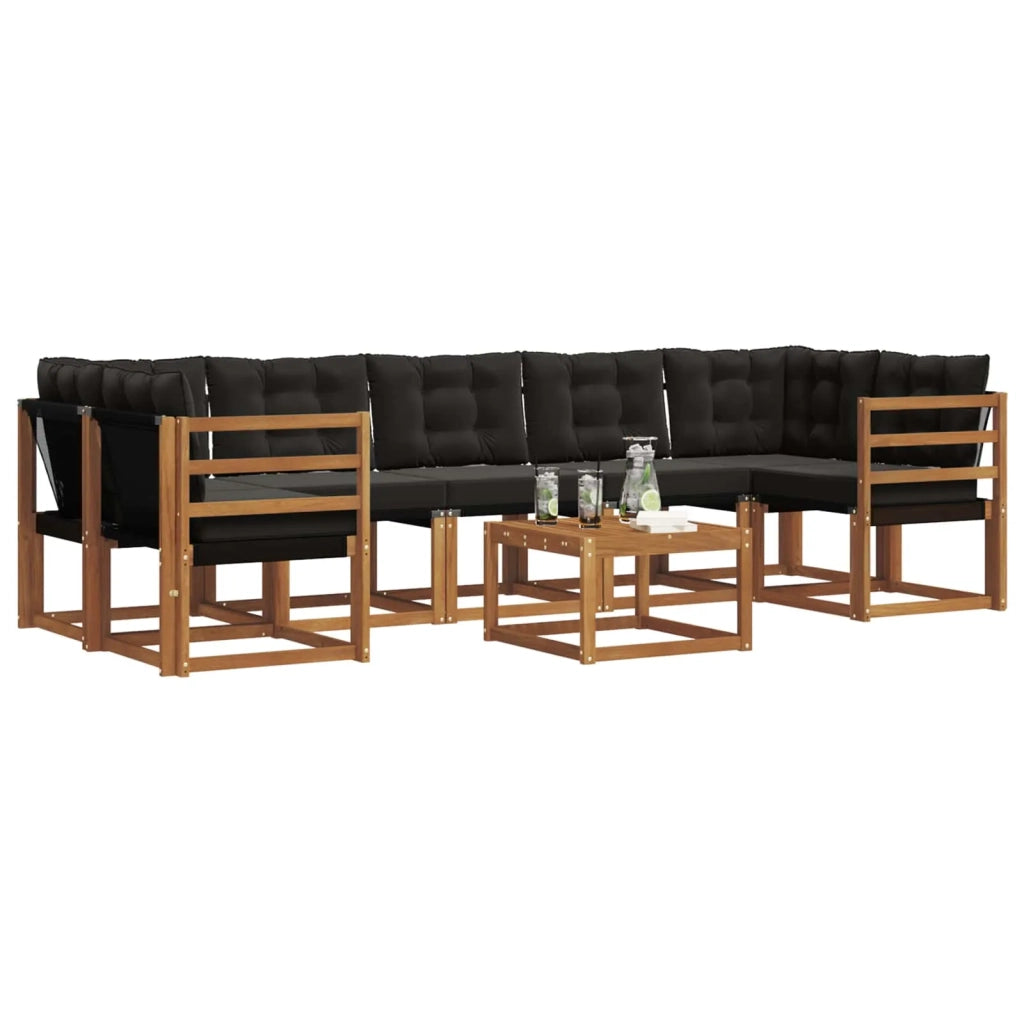 Set di divani da esterno con cuscino 8 pcs Naturale e Nero 3368487