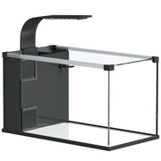 Acquario 45x25x25,5 cm Capacità 24L con Filtro Luce LED e Pompa dell'Acqua in Vetro Temperato Nero