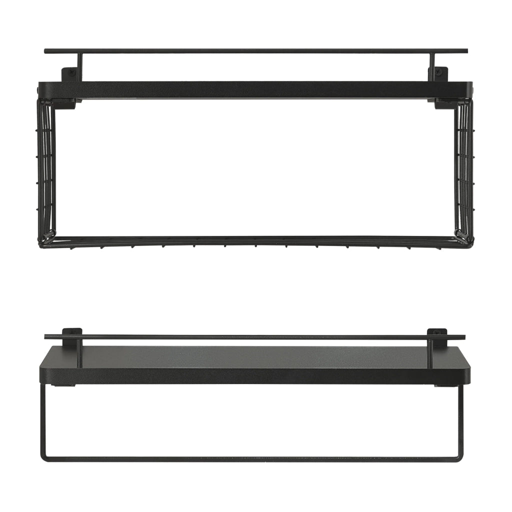 Set di 2 mensole da parete mobiletto moderno per bagno nero 03_0009761