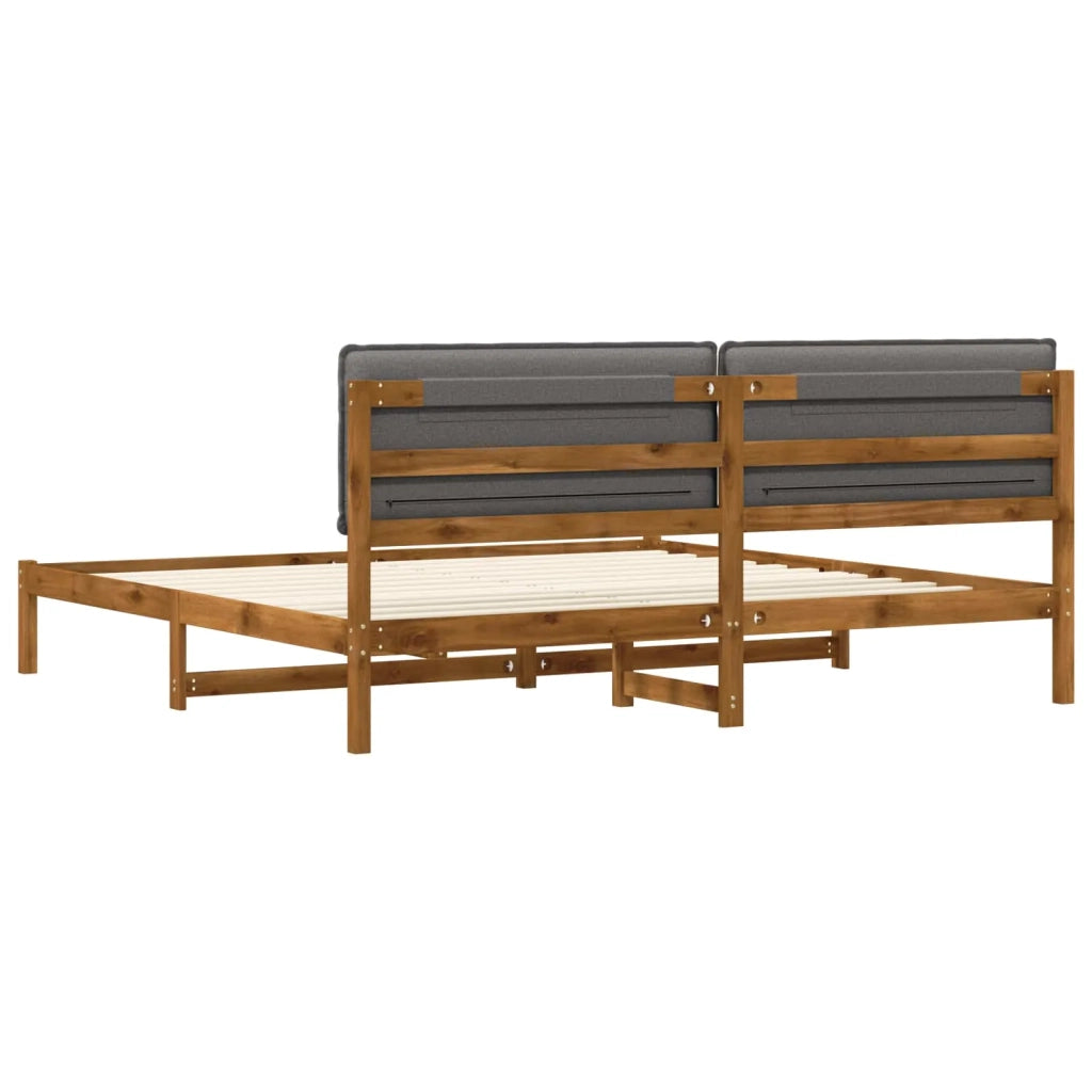 Letto con Testiera Rivestita Naturale e Grigio Chiaro 3405036